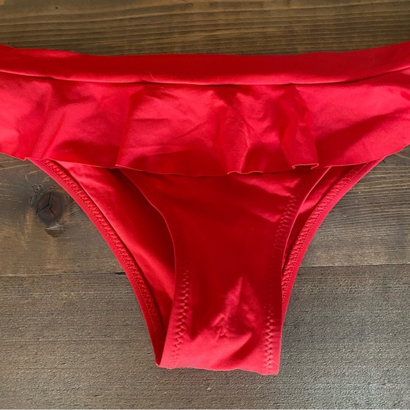 Zingara Red Ruffle Low Rise Bikini Bottoms - Picture 4 of 9